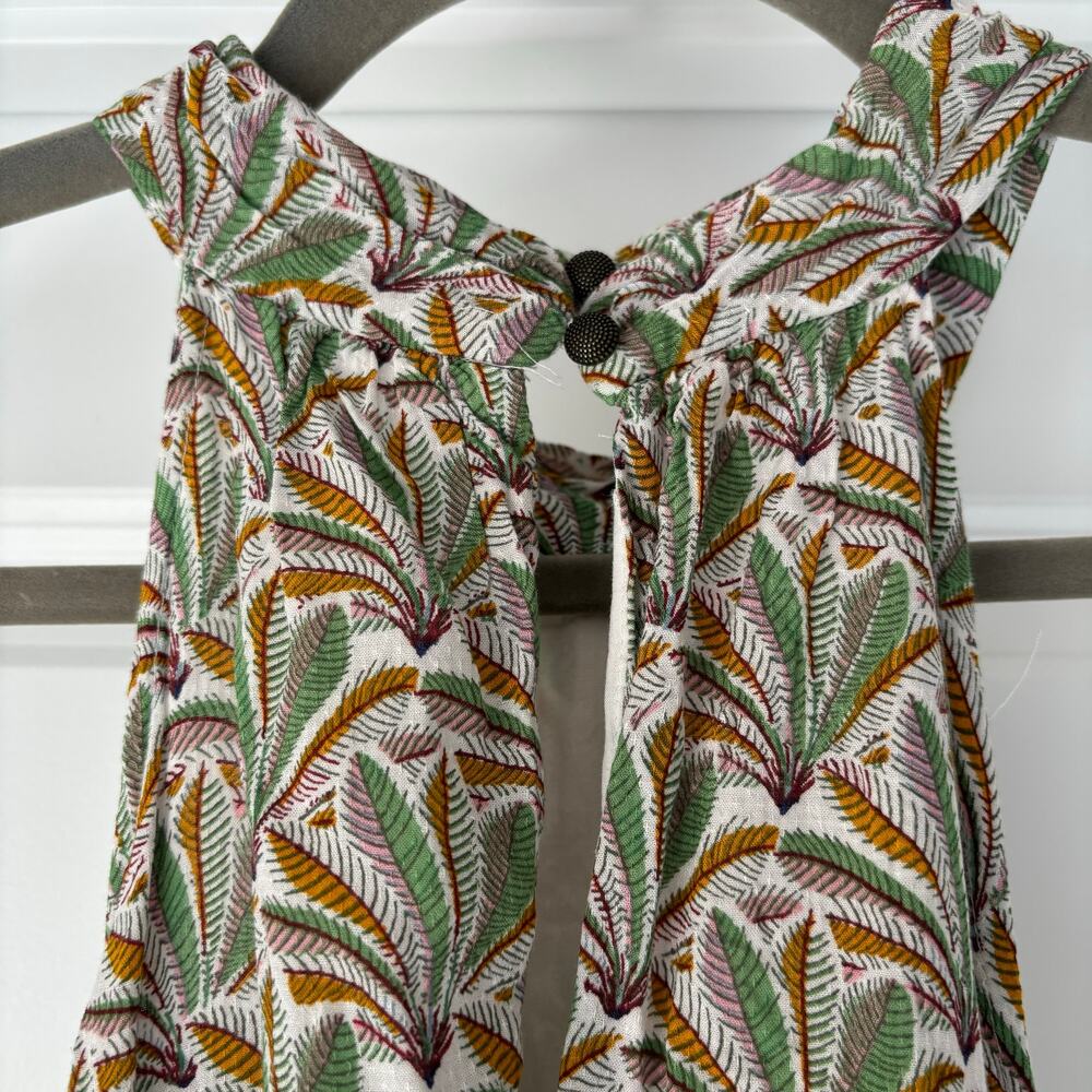 Anthropologie Maddie high-neck halter romper in a green palm/fern Size M VGUC - Picture 5 of 8